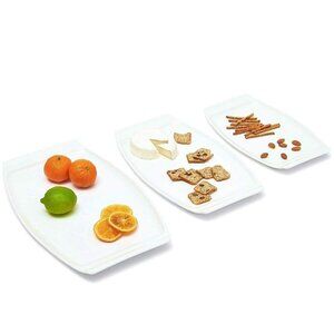 PURTURE Large Porcelain Serving Platter - Plate Set of 3 - Modern Round Rectangl